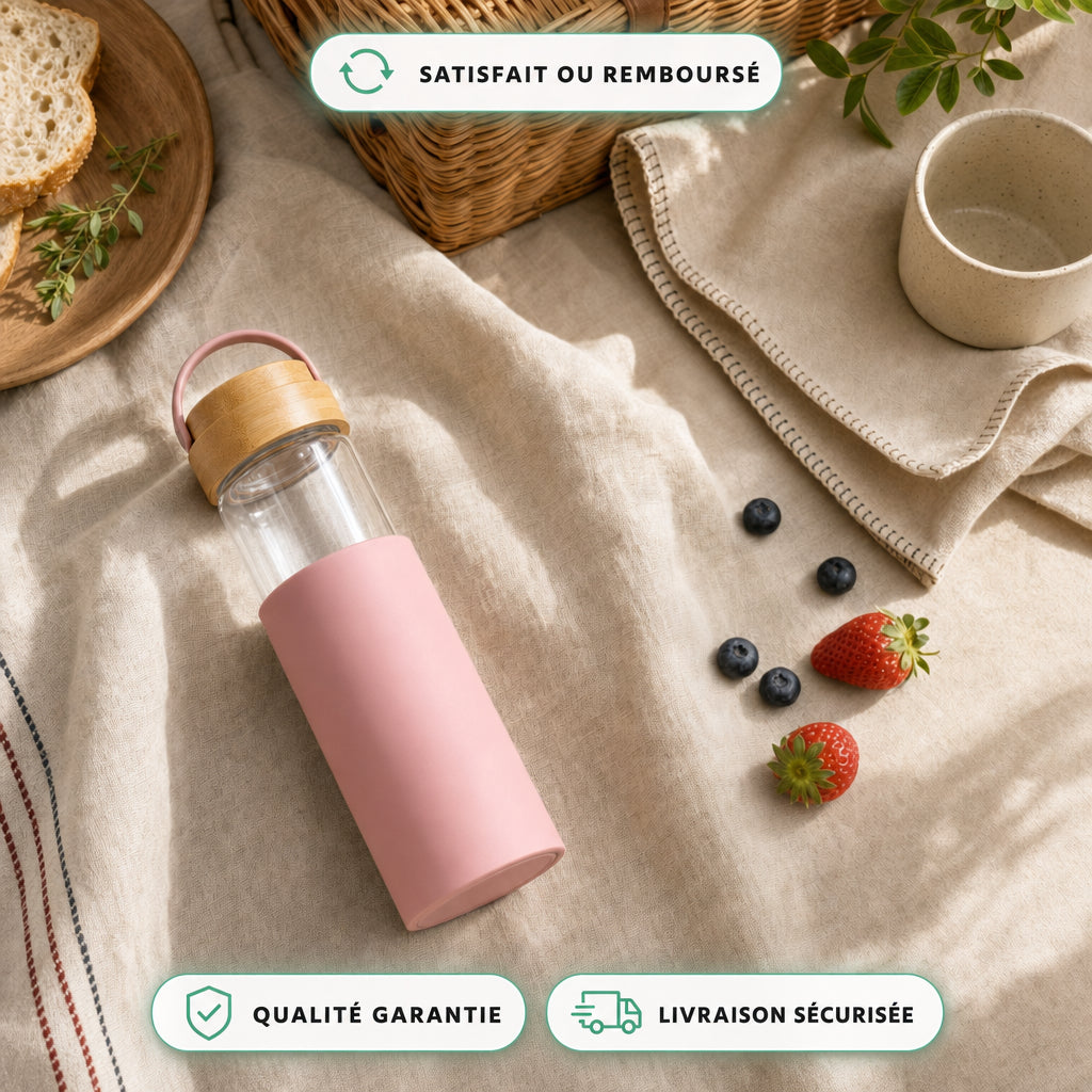 Bouteille en Verre 650ml Couvercle Bambou — Presse MBP™